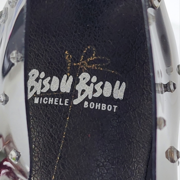 Bisou Bisou Smoke Clear Vinyl Stiletto Rhinestones Stiletto Heels - Picture 16 of 17